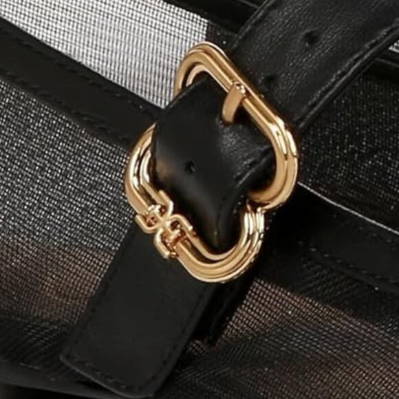 Sam Edelman Miranda Black Mesh & Leather Ballet Flats Shoes Ballerina Mary Janes - Picture 5 of 15